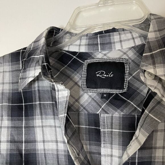 RAILS Hunter button up black blue plaid long sleeve flannel shirt size medium - Picture 3 of 5